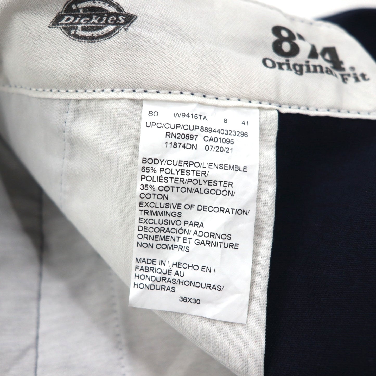 Dickies FLEX 874 Work Chino Pants, Size L, Original Fit, Navy, 11874DN