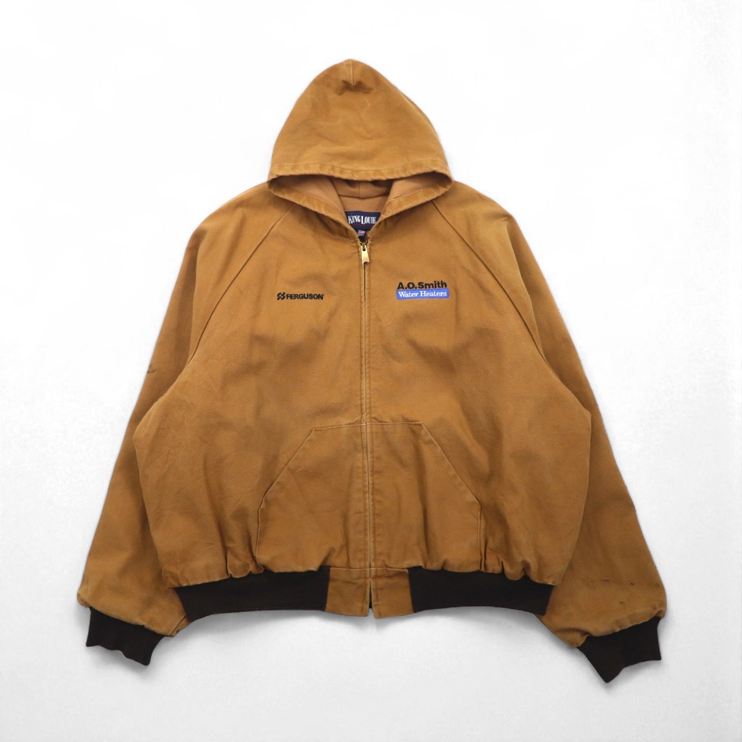 90s Made in USA KING LOUIE Duck Cloth Active Jacket/Hoodie, Size 3XL, American Brand, Embroidery