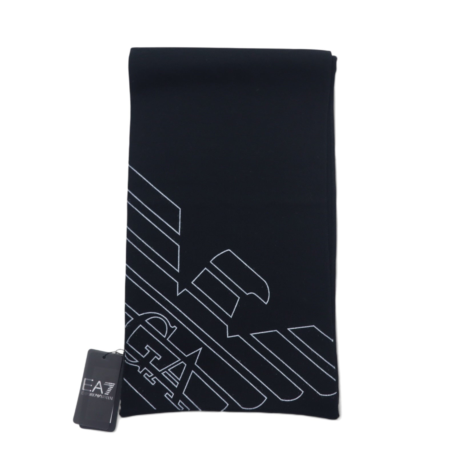 日本然リトテ-古着オンライン-EMPORIO ARMANI イタリア製 ロゴプリント マフラー ブラック アクリル 275804 8A302 未使用品-EMPORIO ARMANI Italy Made Logo Print Scarf Black Acrylic 275804 8A302 Unused