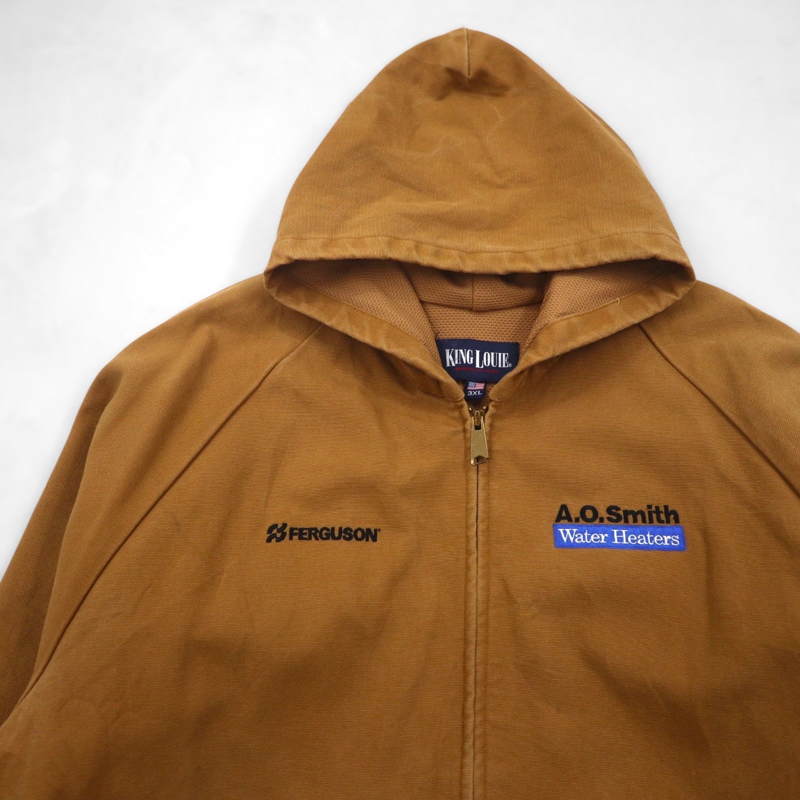 90s Made in USA KING LOUIE Duck Cloth Active Jacket/Hoodie, Size 3XL, American Brand, Embroidery