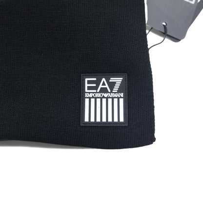 EMPORIO ARMANI イタリア製 ロゴプリント マフラー ブラック アクリル 275804 8A302 未使用品