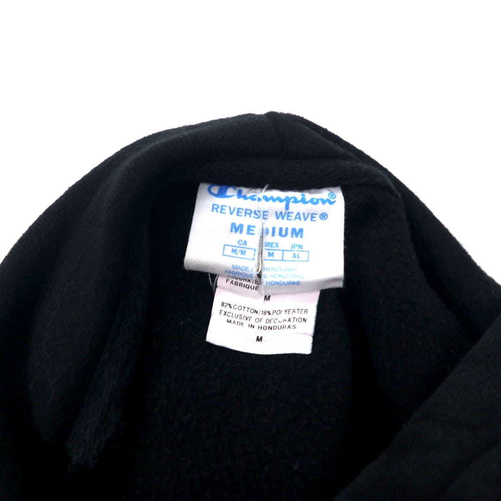 Champion Reverse Weave Pullover Hoodie, XL, Black, Cotton, Fleece Lining, Blue Single Tag, Reprint, Made in Honduras