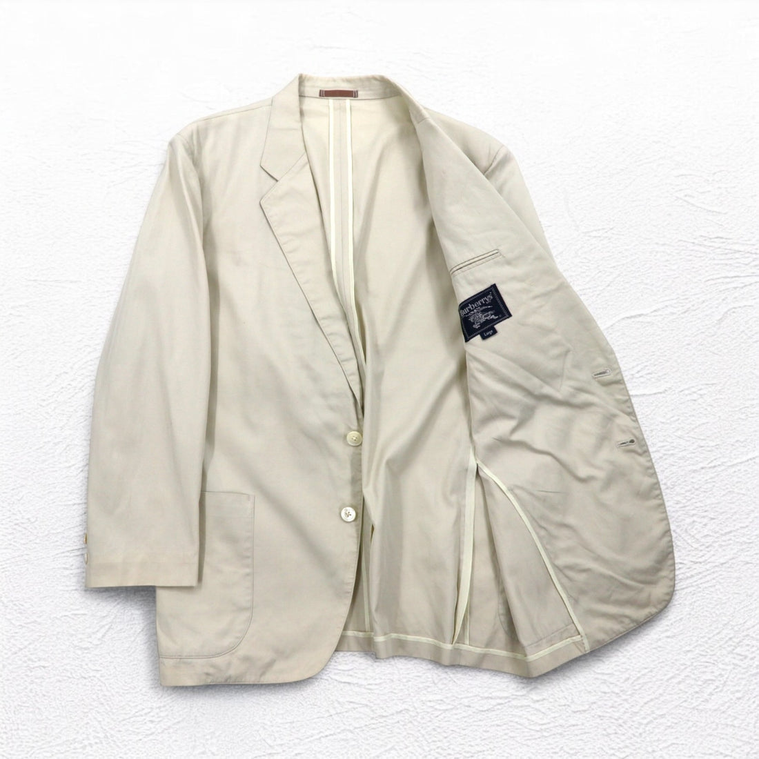 Burberrys Old 2B Tailored Jacket L Beige Cotton Made in Japan