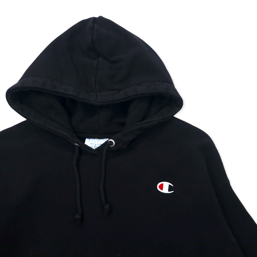 Champion Reverse Weave Pullover Hoodie, XL, Black, Cotton, Fleece Lining, Blue Single Tag, Reprint, Made in Honduras