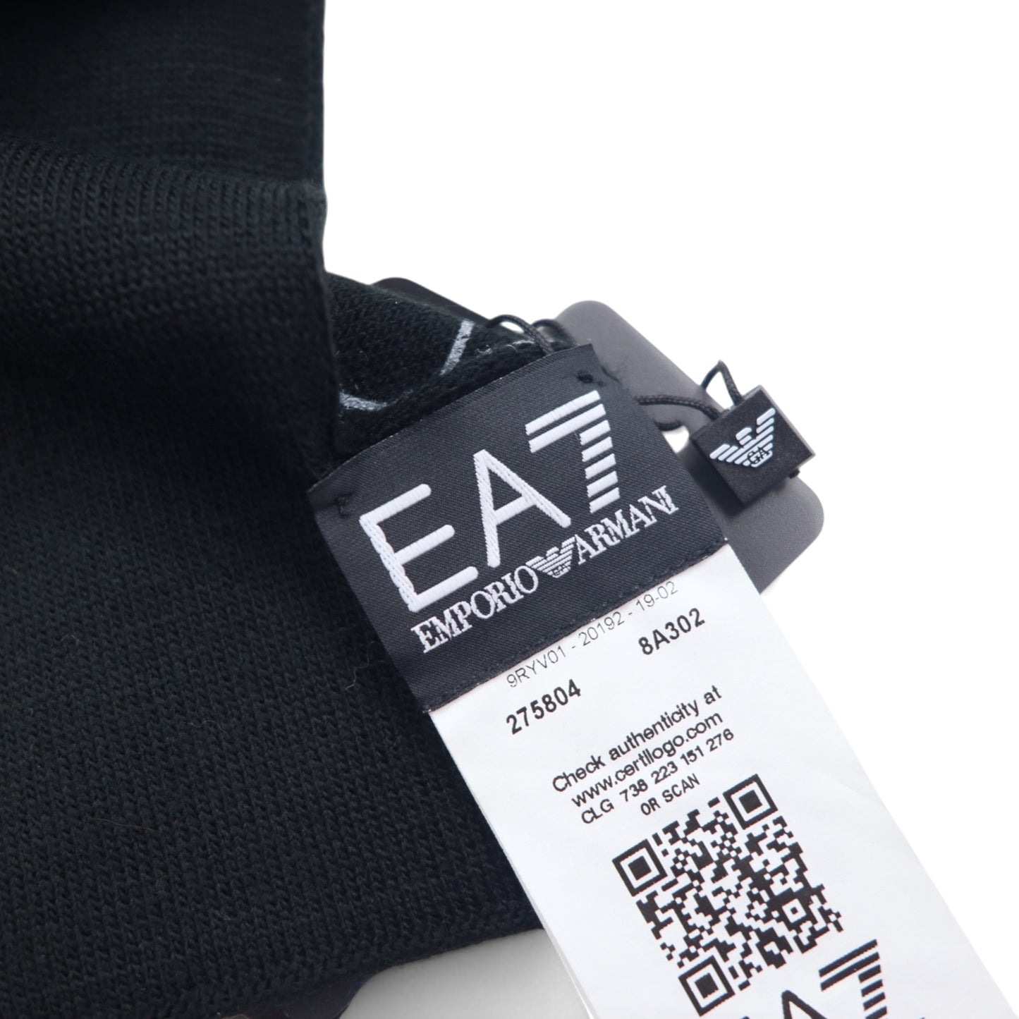 EMPORIO ARMANI イタリア製 ロゴプリント マフラー ブラック アクリル 275804 8A302 未使用品