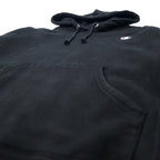 Champion Reverse Weave Pullover Hoodie, XL, Black, Cotton, Fleece Lining, Blue Single Tag, Reprint, Made in Honduras