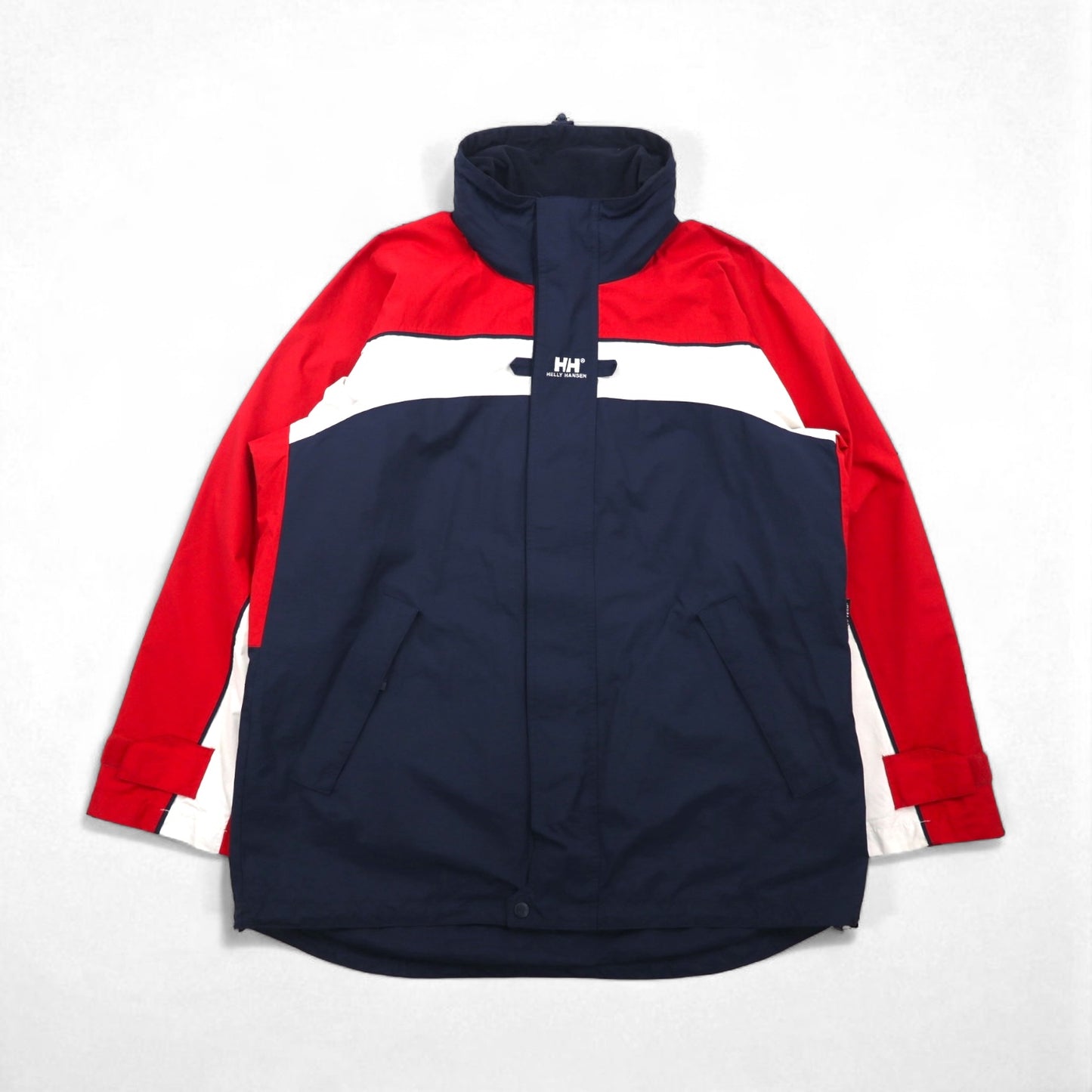 HELLY HANSEN Sailing Jacket, Navy, Size M, Waterproof, HELLY TECH, Drawcord, Hood Storage, Tricolor, 25145Y