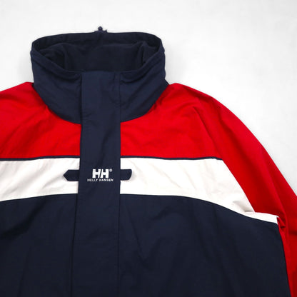 HELLY HANSEN Sailing Jacket, Navy, Size M, Waterproof, HELLY TECH, Drawcord, Hood Storage, Tricolor, 25145Y
