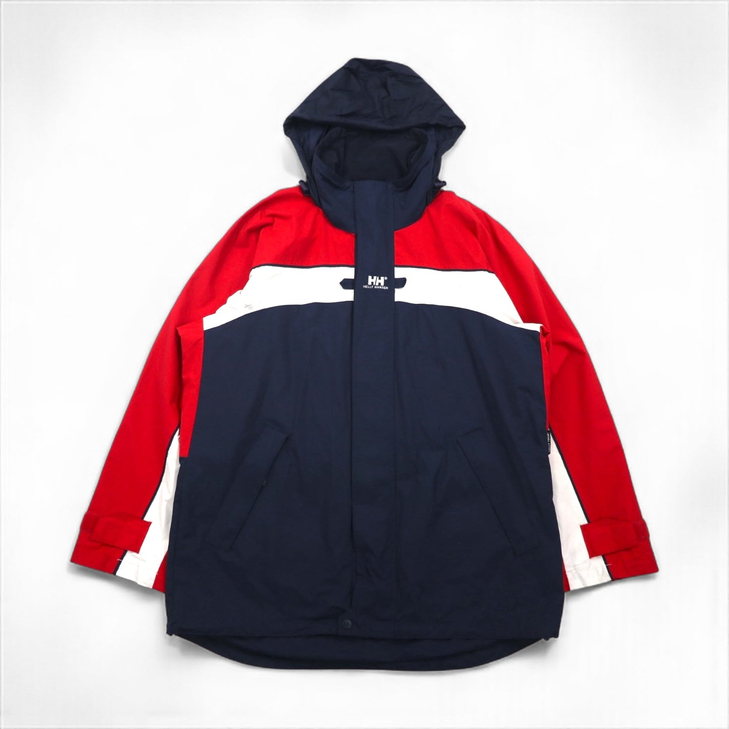 HELLY HANSEN Sailing Jacket, Navy, Size M, Waterproof, HELLY TECH, Drawcord, Hood Storage, Tricolor, 25145Y