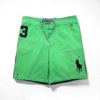 Polo by Ralph Lauren 90年代 水陸両用 ビッグポニー刺繍 スイムショートパンツ ハーフパンツ M グリーン コットン ナイロン