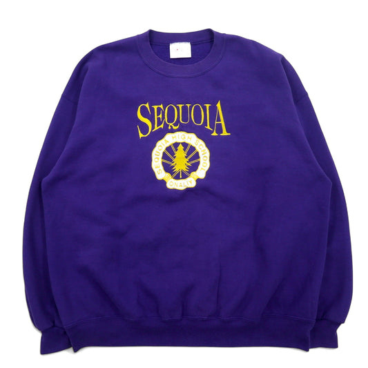 日本然リトテ-古着オンライン-USA製 90年代 GENUS カレッジ 刺繍 スウェット XXL パープル コットン SEQUOIA HIGH SCHOOL-USA Made 90's GENUS College Embroidery Sweatshirt XXL Purple Cotton SEQUOIA HIGH SCHOOL