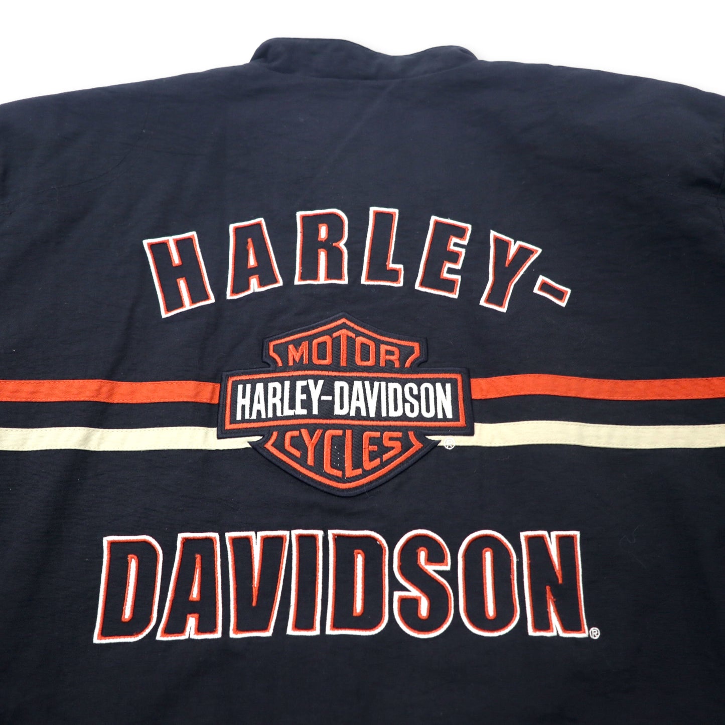 HARLEY DAVIDSON シングル ライダースジャケット S ブラック ナイロン 両面ロゴ刺繍