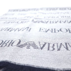 EMPORIO ARMANI Made in Italy Monogram All-Over Logo Scarf Navy Grey Reversible Wool 625053 CC786 Unused