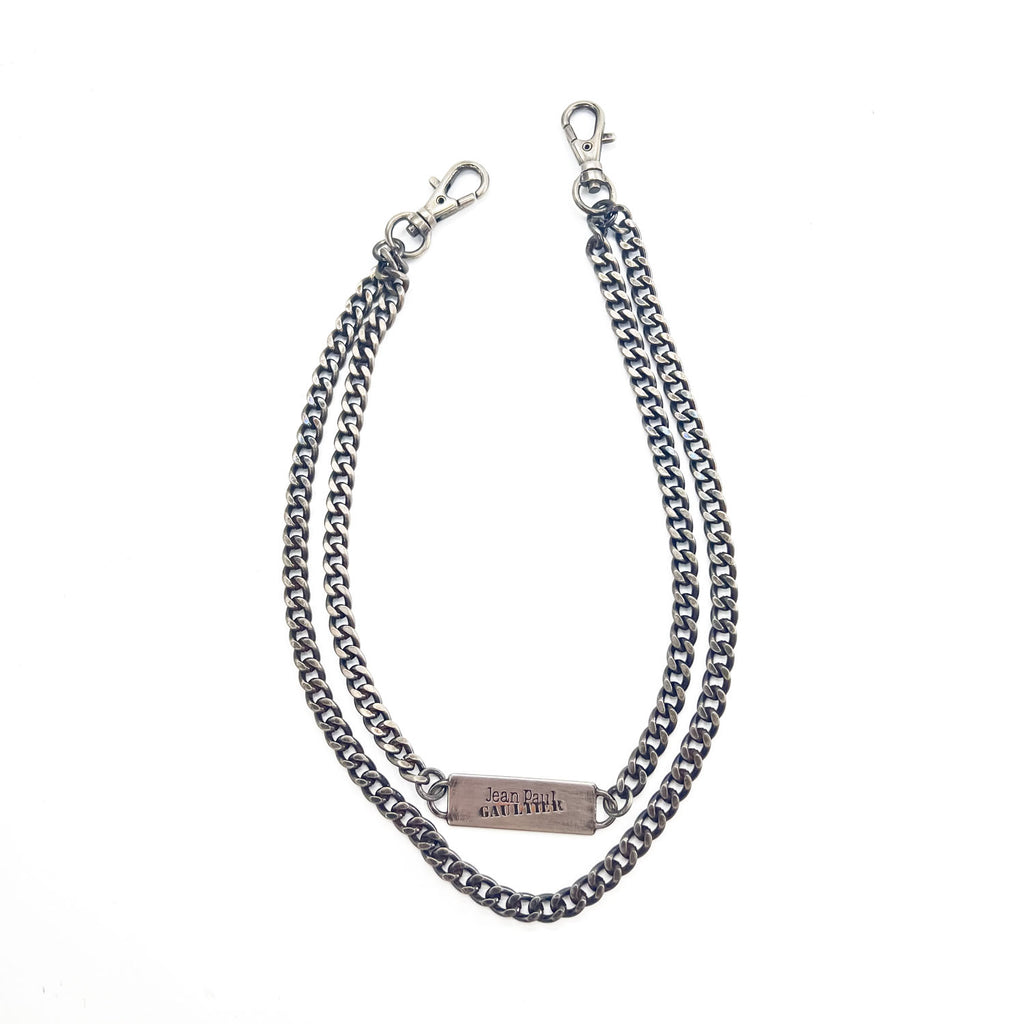 Jean Paul Gaultier Stencil Logo Plate Multi Chain Strap Wallet Chain Silver Archive