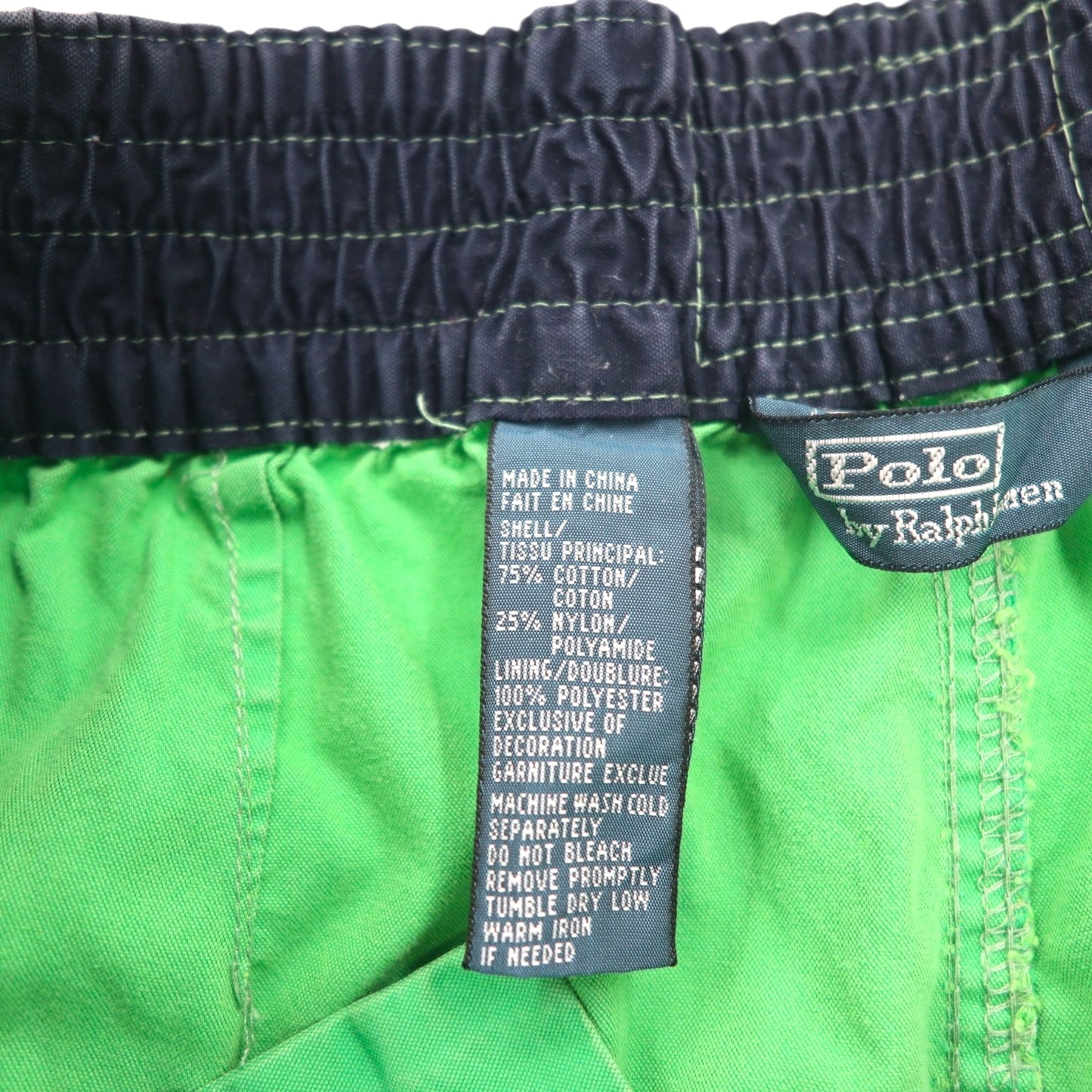 Polo by Ralph Lauren 90年代 水陸両用 ビッグポニー刺繍 スイムショートパンツ ハーフパンツ M グリーン コットン ナイロン