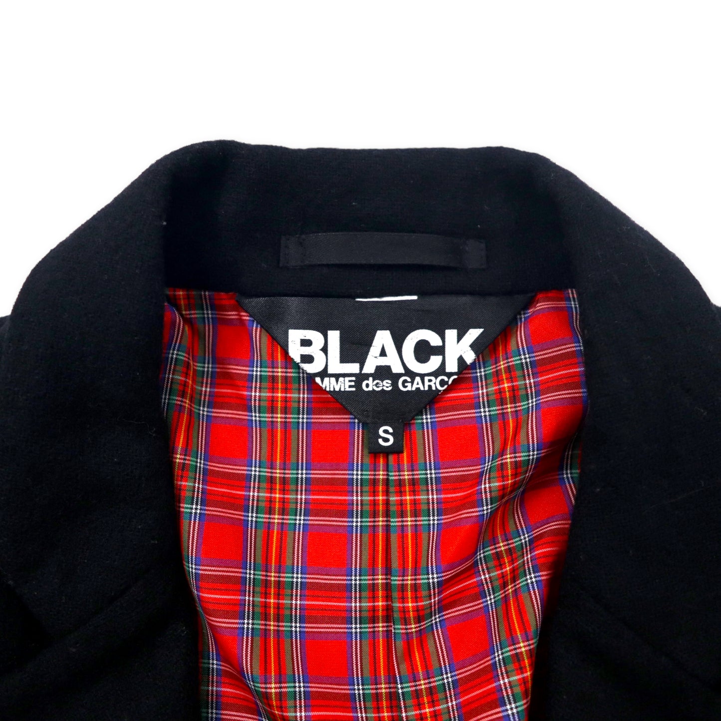 BLACK COMME des GARCONS 3B テーラードジャケット S ブラック ウール 裏地チェック 1F-J209 日本製