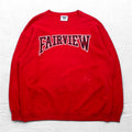 Lee 90s USA made FAIRVIEW print sweatshirt L Red cotton fleece lining arch logo