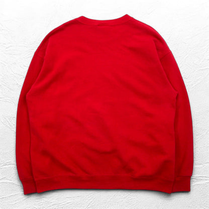 Lee 90年代 USA製 FAIRVIEW プリント スウェット L レッド コットン 裏起毛 アーチロゴ