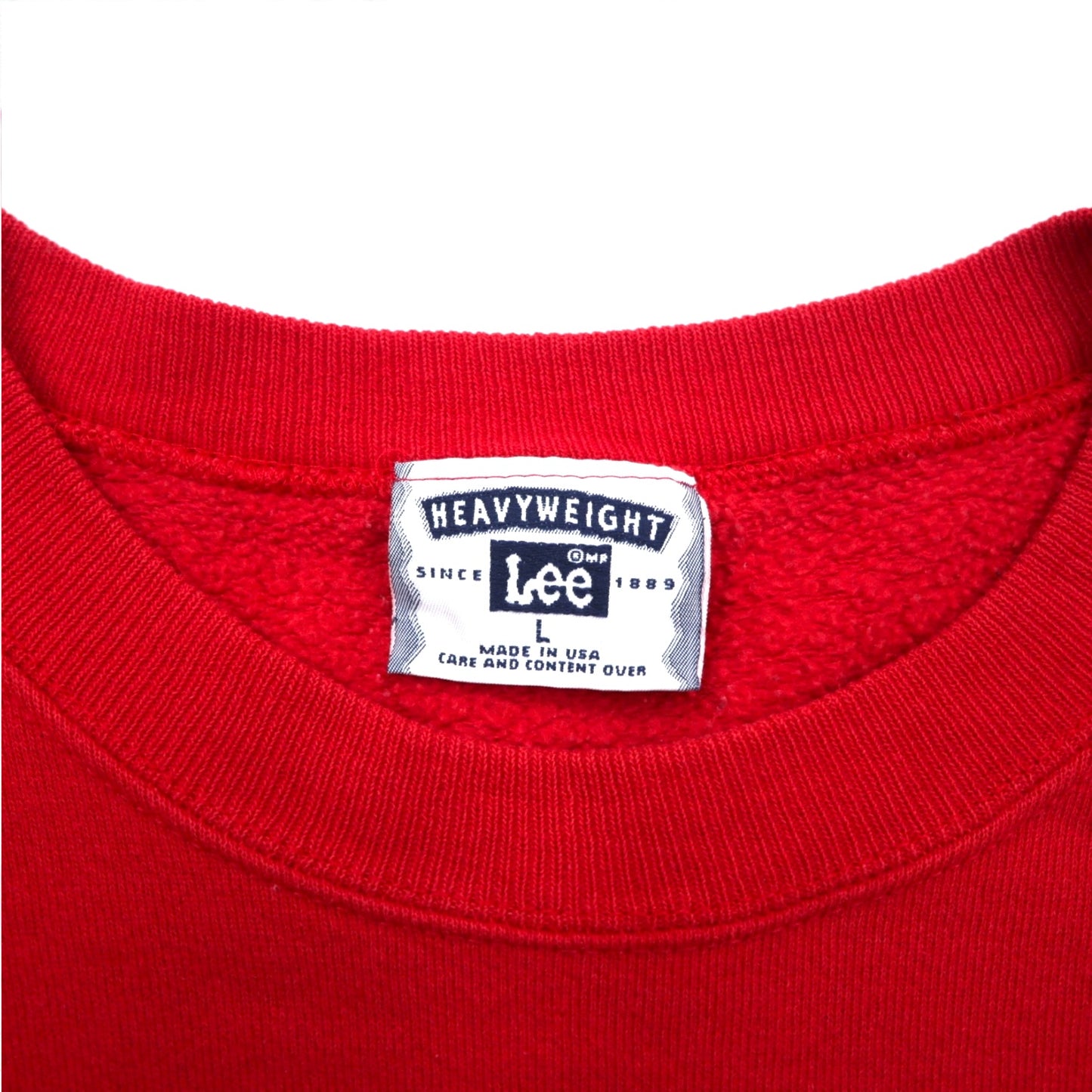 Lee 90年代 USA製 FAIRVIEW プリント スウェット L レッド コットン 裏起毛 アーチロゴ