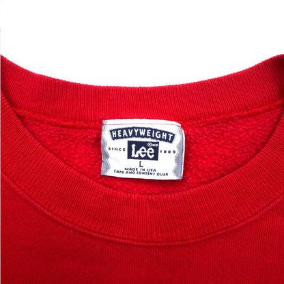 Lee 90年代 USA製 FAIRVIEW プリント スウェット L レッド コットン 裏起毛 アーチロゴ
