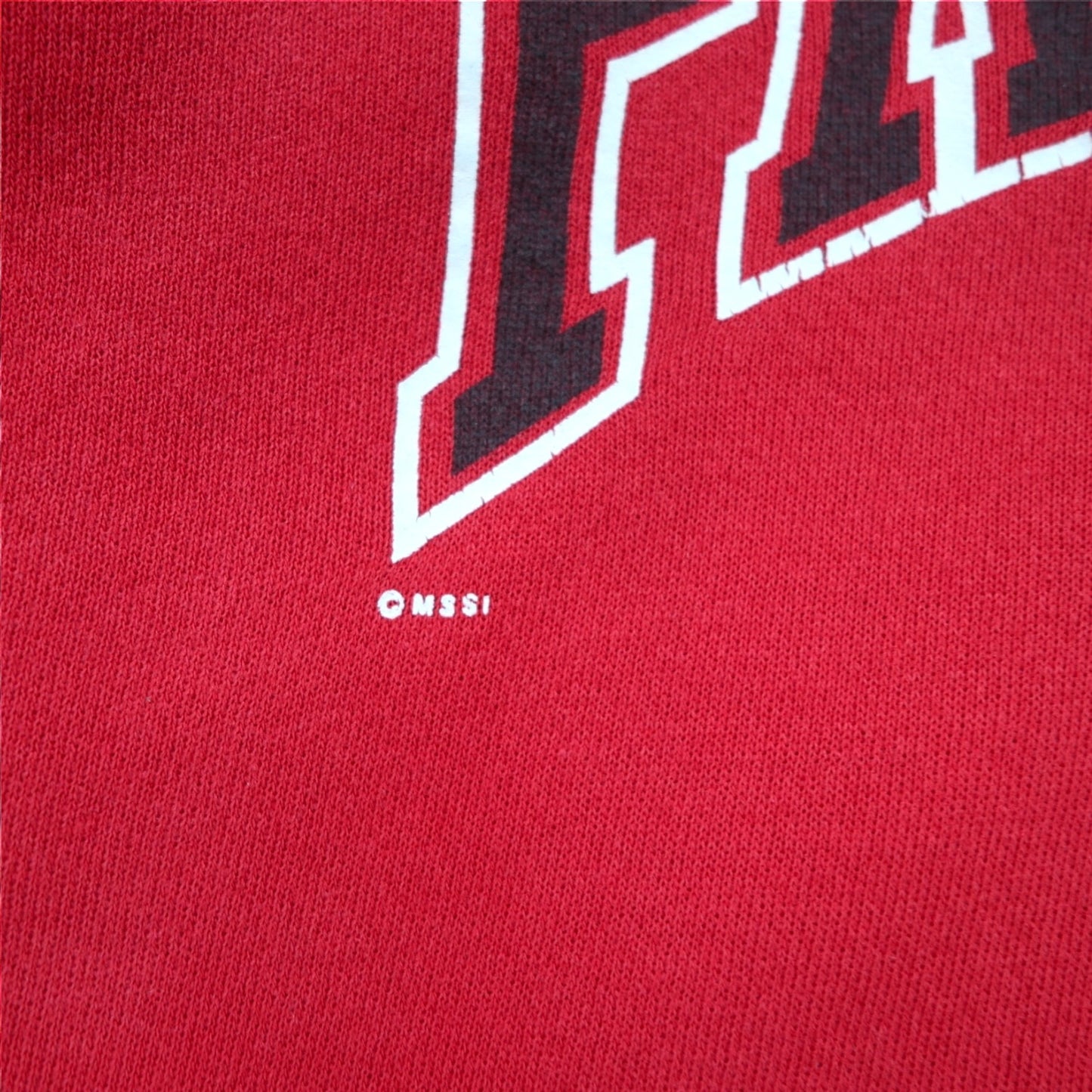 Lee 90年代 USA製 FAIRVIEW プリント スウェット L レッド コットン 裏起毛 アーチロゴ