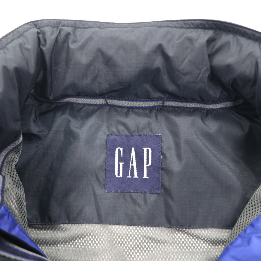 GAP 00s Old Gap Ripstop Shell Jacket L Blue Polyester Waterproof Retractable Hood