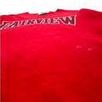Lee 90s USA made FAIRVIEW print sweatshirt L Red cotton fleece lining arch logo