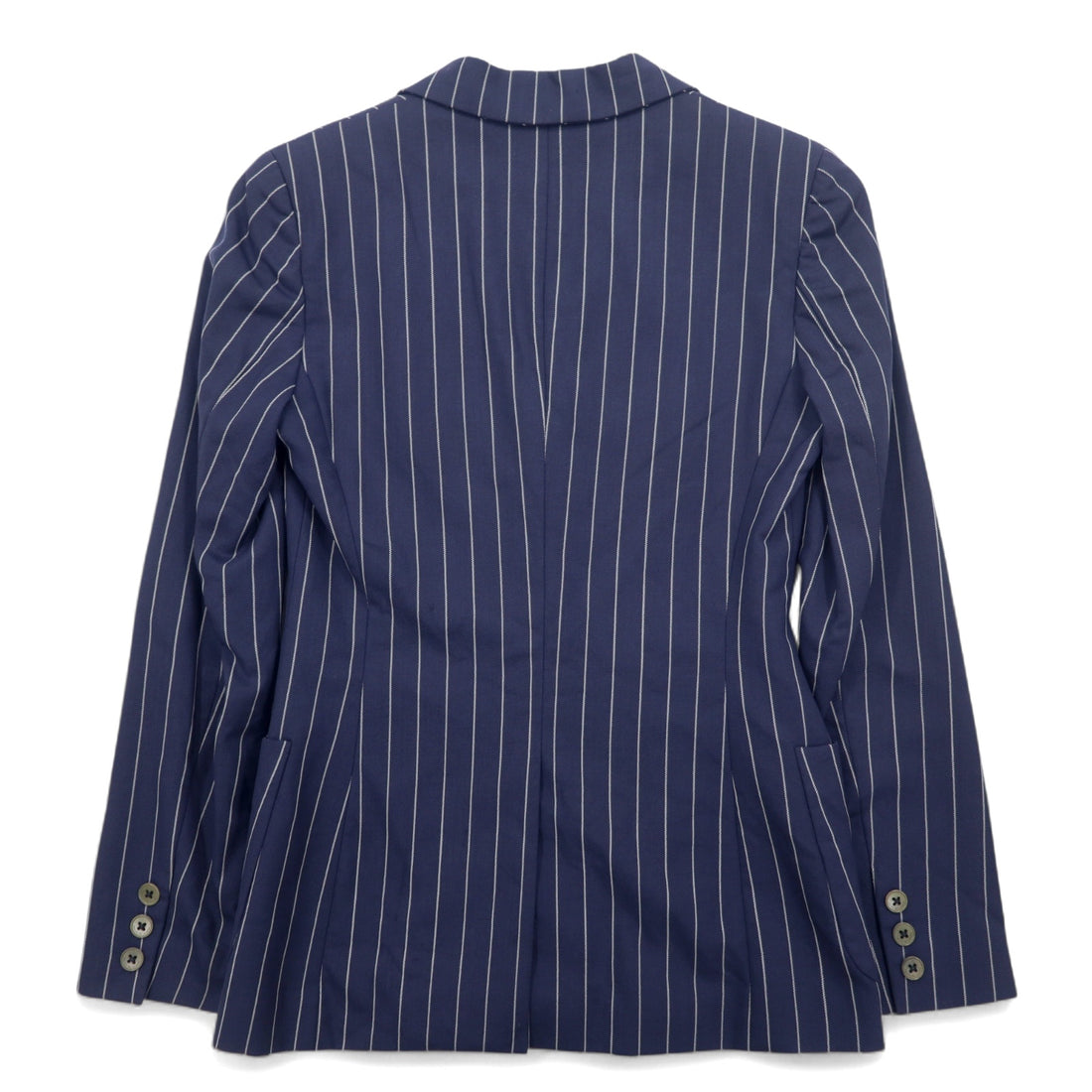 RALPH LAUREN 2B Tailored Jacket S Navy Wool Nylon Stripe Peaked Lapel Made in Japan