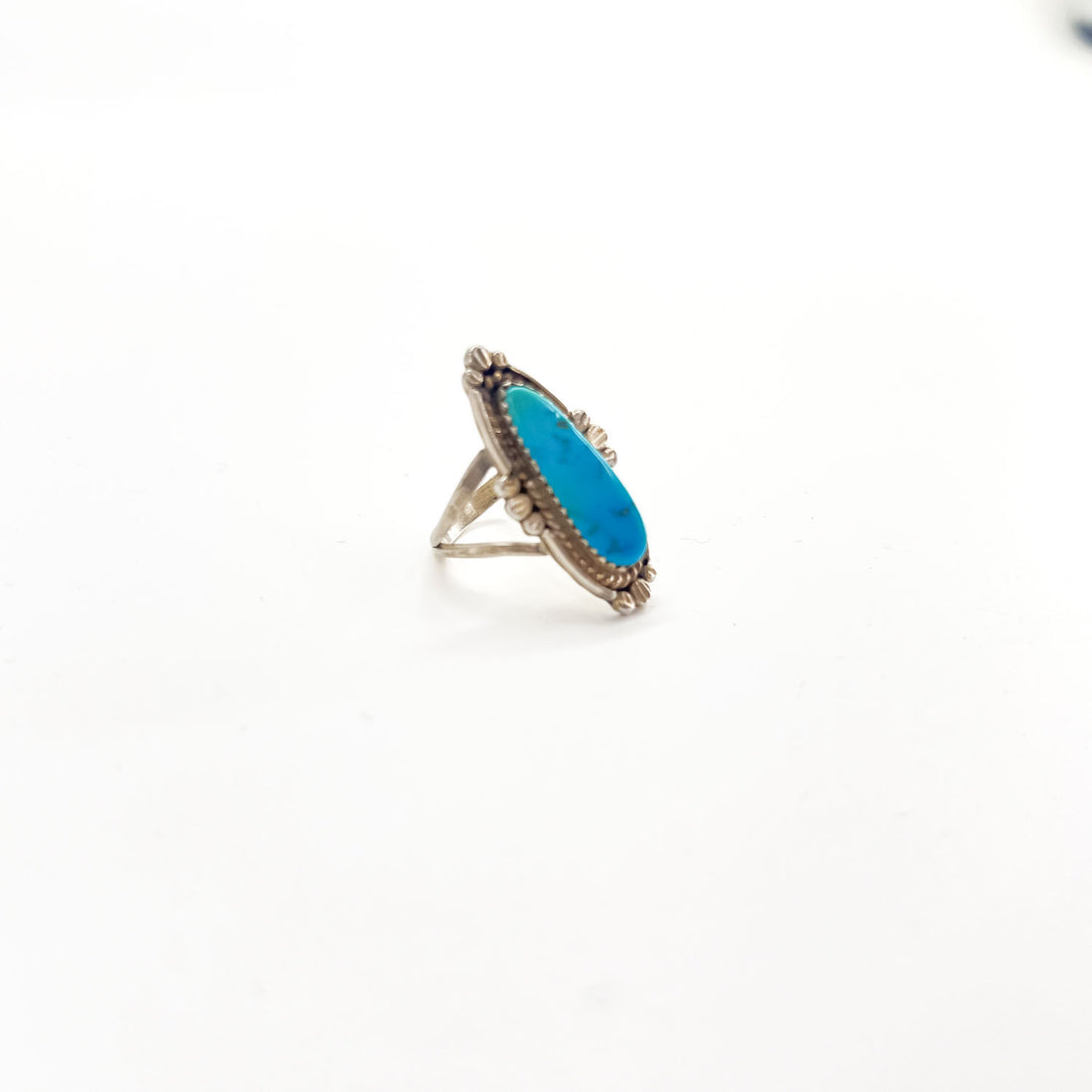Vintage Navajo Silver Ring ナバホ族 ターコイズ シルバーリング 指輪 インディアンジュエリー STERLING ロングオーバル ツイストワイヤー