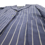 RALPH LAUREN 2B Tailored Jacket S Navy Wool Nylon Stripe Peaked Lapel Made in Japan
