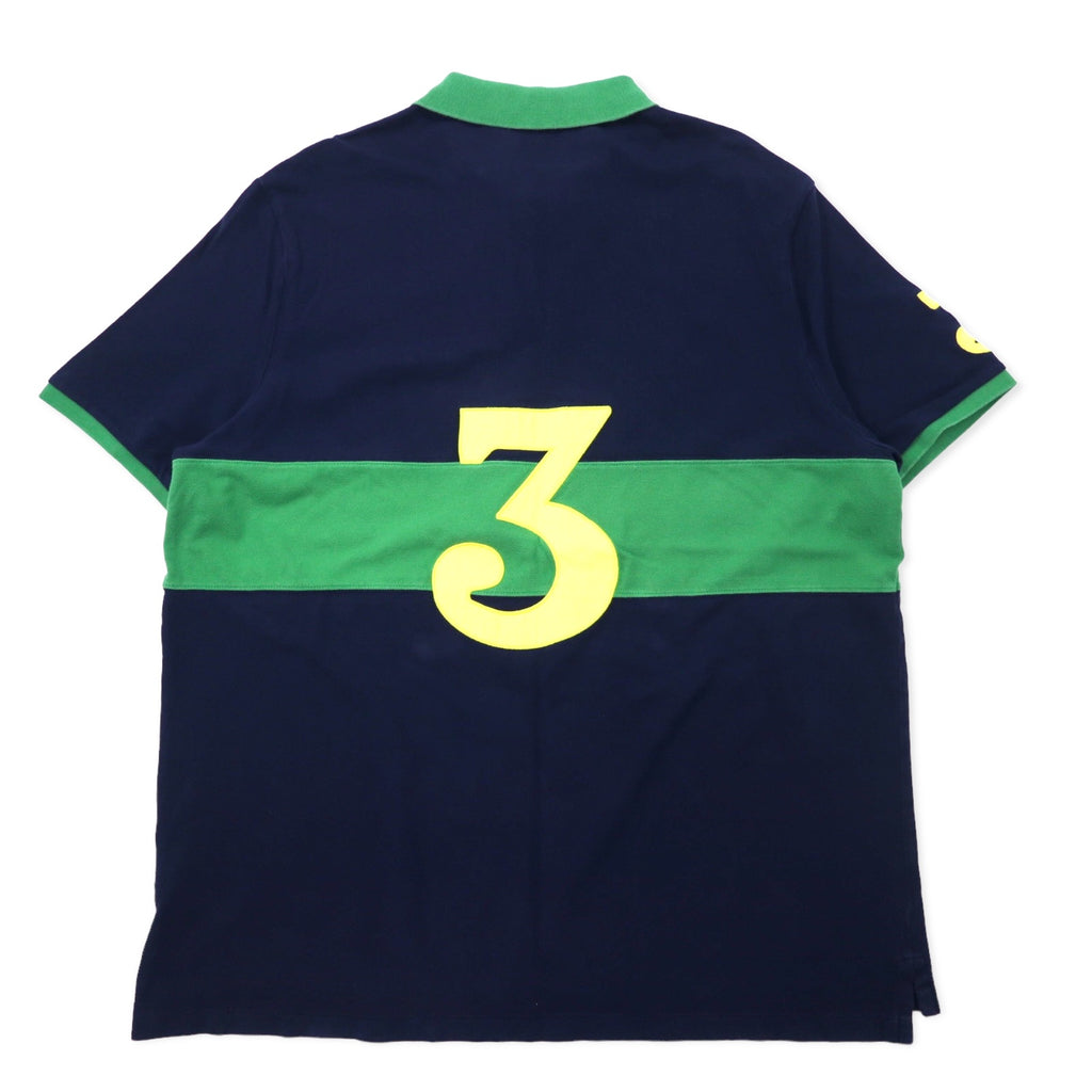 POLO RALPH LAUREN Numbering Polo Shirt XXL Navy Cotton CLASSIC FIT Pique RLPC Pony Embroidery Big Size