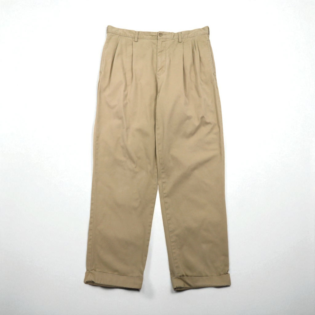 Polo Ralph Lauren 90年代 2タック ワイド チノパンツ L ベージュ コットン プリーツ