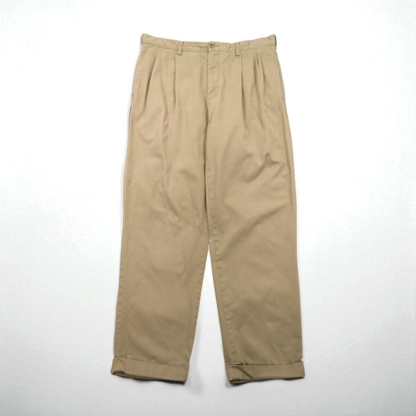 Polo Ralph Lauren 90s 2-pleat wide-leg chino pants, size L, beige cotton with pleats