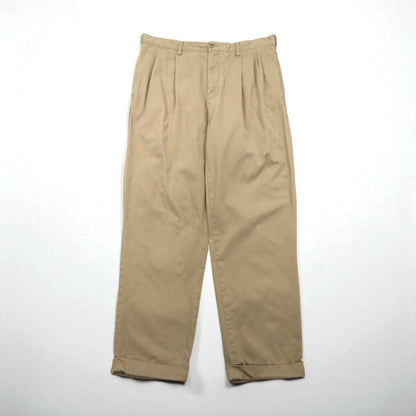 Polo Ralph Lauren 90s 2-pleat wide-leg chino pants, size L, beige cotton with pleats