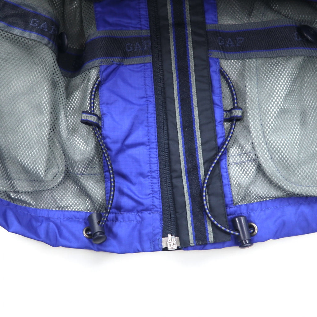 GAP 00s Old Gap Ripstop Shell Jacket L Blue Polyester Waterproof Retractable Hood