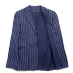 RALPH LAUREN 2B Tailored Jacket S Navy Wool Nylon Stripe Peaked Lapel Made in Japan