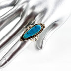 Vintage Navajo Silver Ring ナバホ族 ターコイズ シルバーリング 指輪 インディアンジュエリー STERLING ロングオーバル ツイストワイヤー
