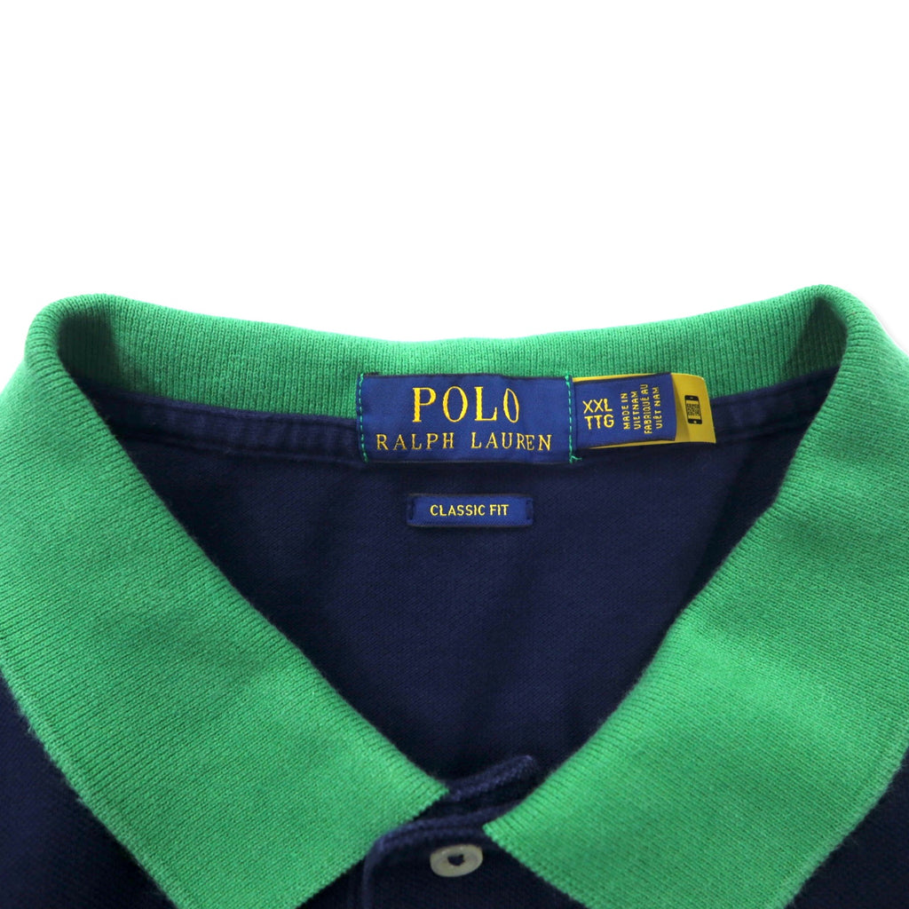 POLO RALPH LAUREN Numbering Polo Shirt XXL Navy Cotton CLASSIC FIT Pique RLPC Pony Embroidery Big Size
