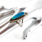 Vintage Navajo Silver Ring ナバホ族 ターコイズ シルバーリング 指輪 インディアンジュエリー STERLING ロングオーバル ツイストワイヤー