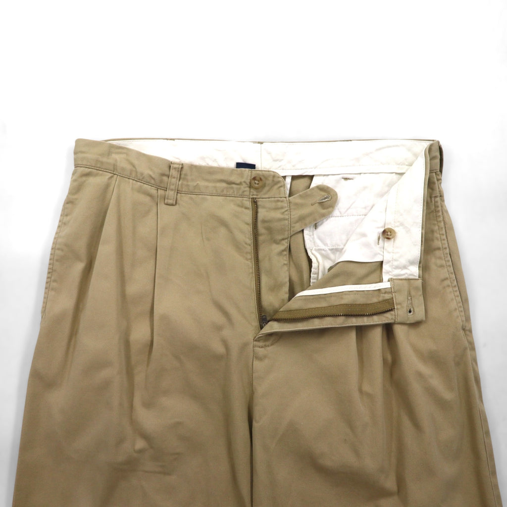 Polo Ralph Lauren 90年代 2タック ワイド チノパンツ L ベージュ コットン プリーツ