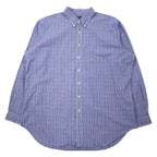 日本然リトテ-古着オンライン-RALPH LAUREN ボタンダウンシャツ 2XLT TALL ブルー ギンガムチェック コットン スモールポニー刺繍 ビッグサイズ-RALPH LAUREN button-down Shirts 2XLT TALL Blue Gingham Checked Cotton Small Pony Embroidery Big Size