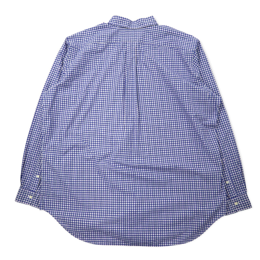 RALPH LAUREN Button-down Shirt 2XLT TALL Blue Gingham Check Cotton Small Pony Embroidery Big Size