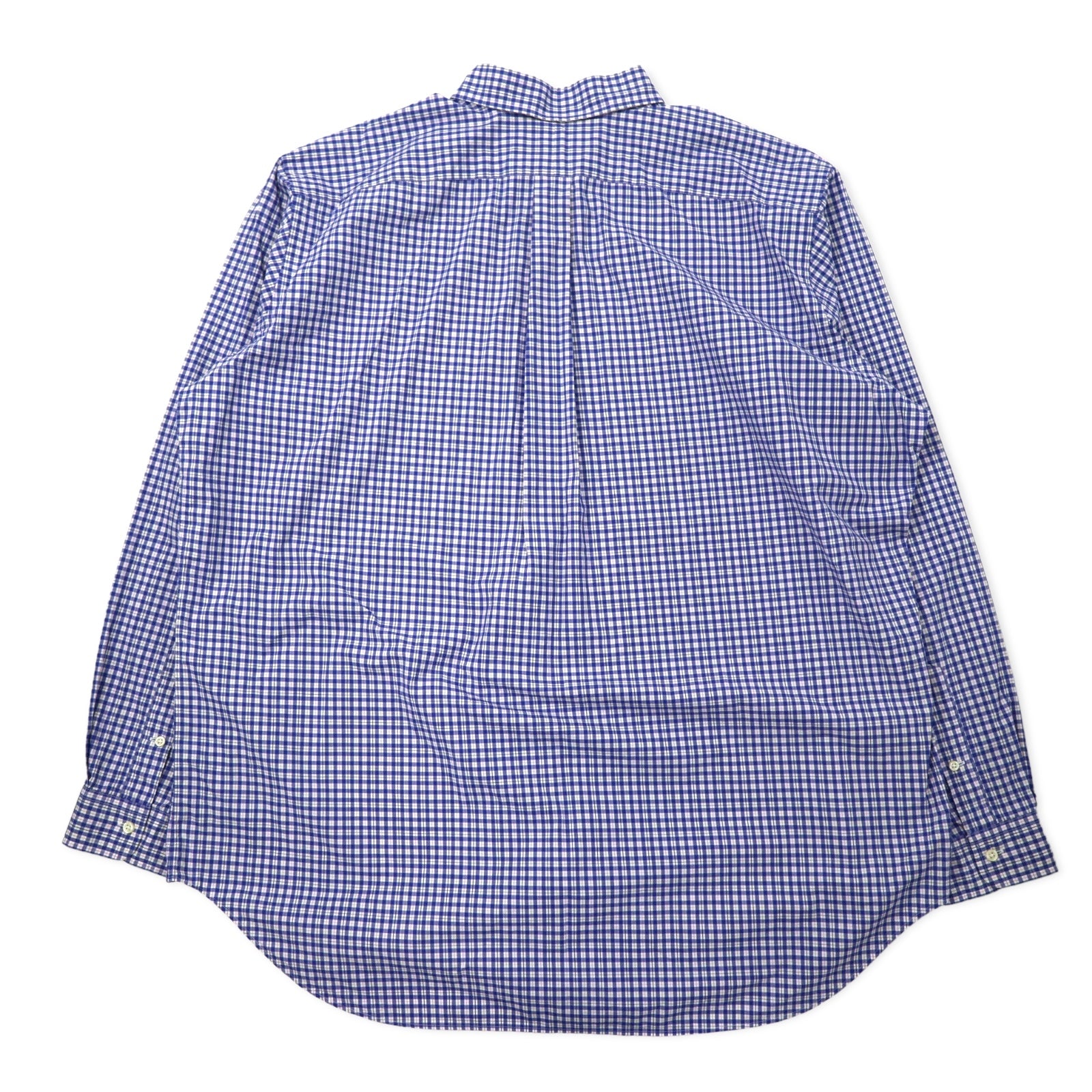 RALPH LAUREN Button-down Shirt 2XLT TALL Blue Gingham Check Cotton Small Pony Embroidery Big Size