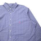 RALPH LAUREN Button-down Shirt 2XLT TALL Blue Gingham Check Cotton Small Pony Embroidery Big Size