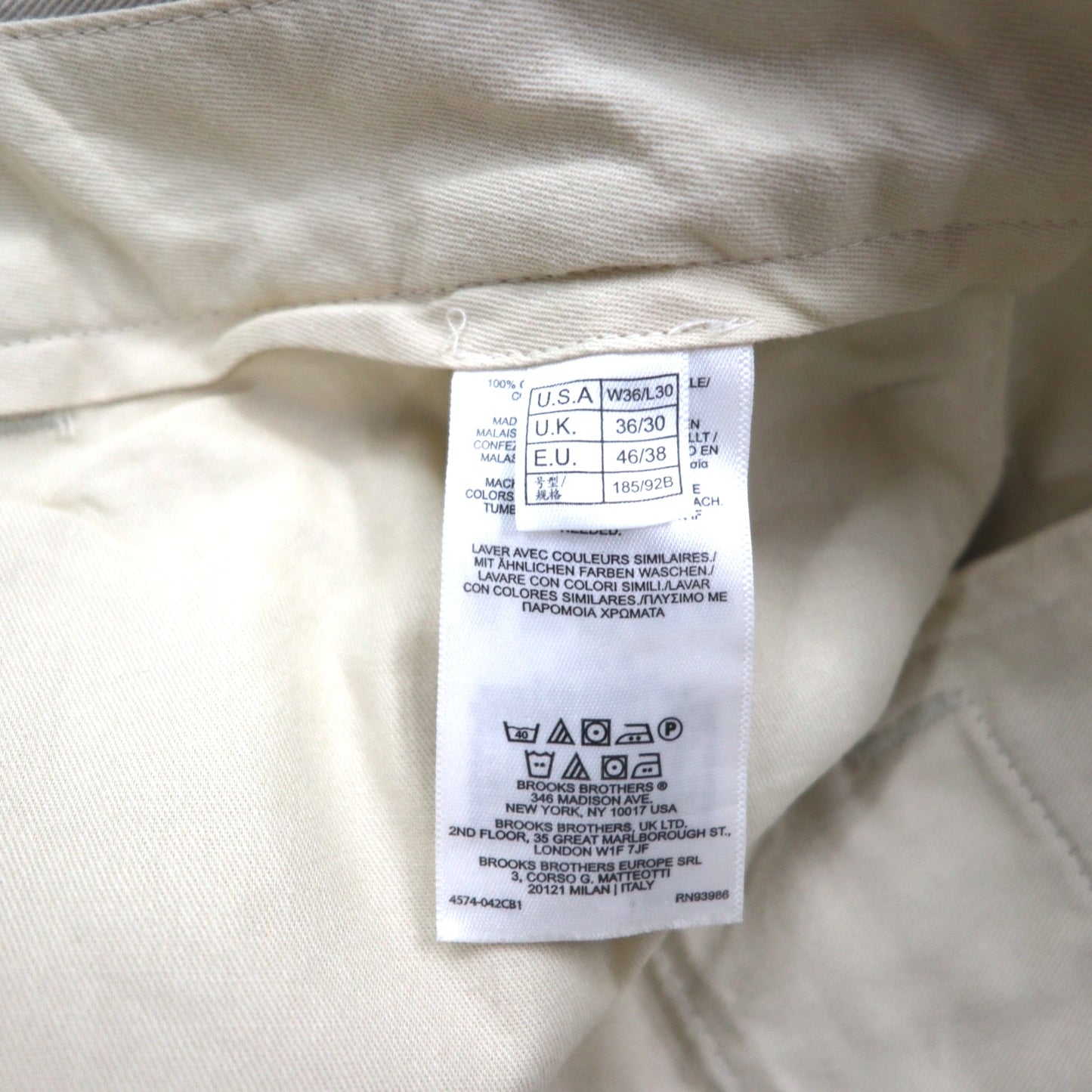 BROOKS BROTHERS 2タック ワイド チノパンツ L ベージュ ADVANTAGE CHINO ELLIOT