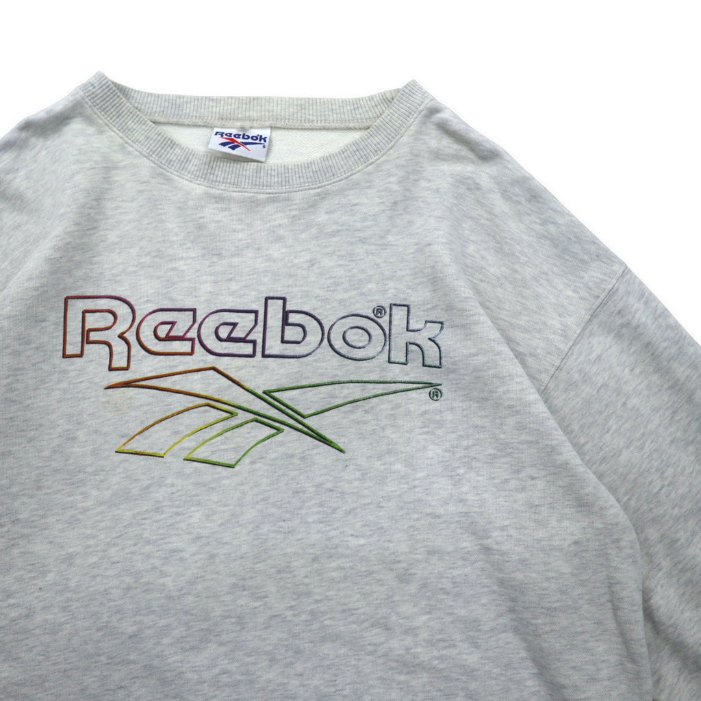Reebok 90s Vector Logo Print Sweatshirt, Large, Grey, Cotton
