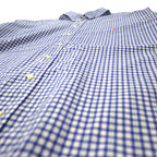 RALPH LAUREN Button-down Shirt 2XLT TALL Blue Gingham Check Cotton Small Pony Embroidery Big Size