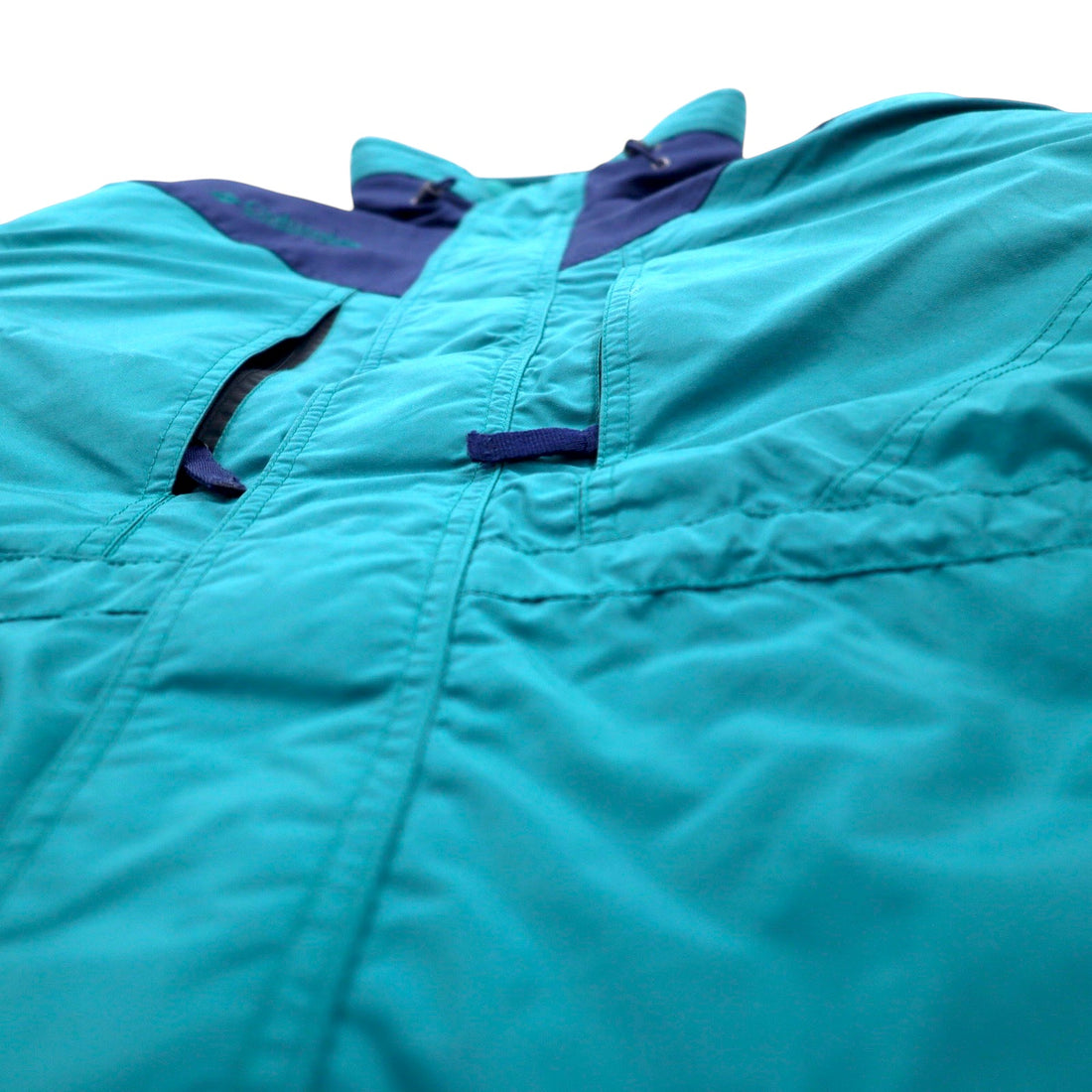 Columbia 90s Padded Mountain Parka, Large, Green, Navy, Nylon, Retractable Hood