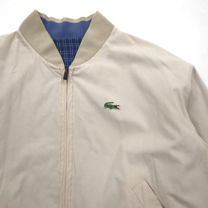 LACOSTE 80年代 リバーシブル スウィングトップ ハリントンジャケット XL ネイビー ベージュ チェック ワンポイントロゴ