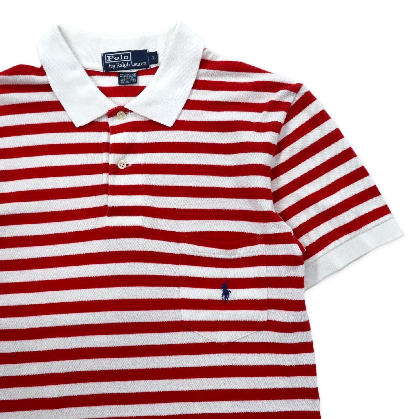 Polo by Ralph Lauren ボーダー ポロシャツ L レッド ホワイト コットン スモールポニー刺繍
